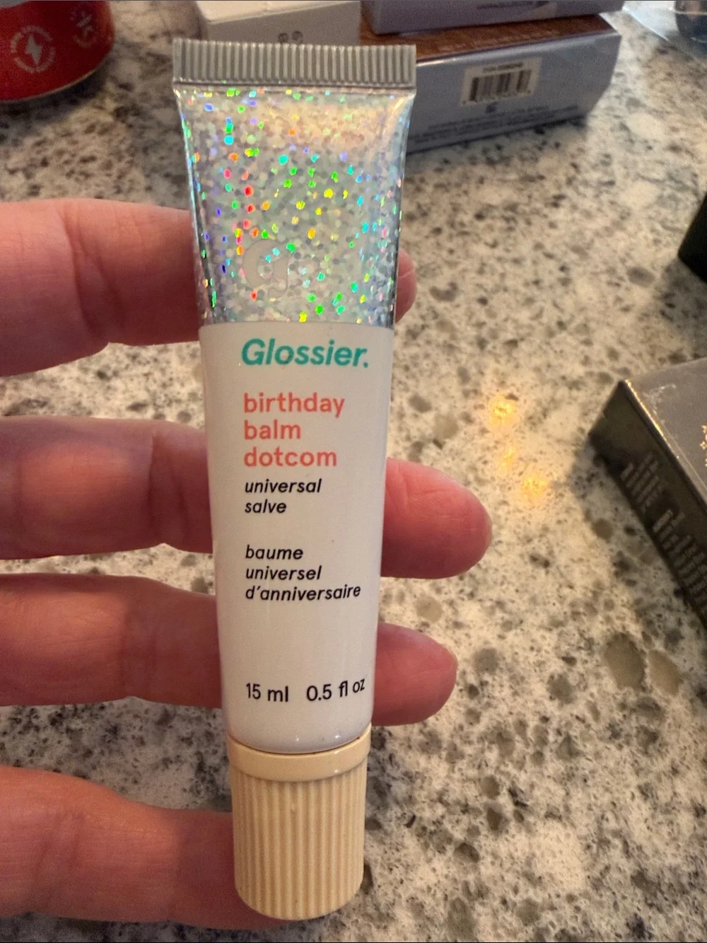 Glossier Balm Dotcom Birthday Lip Balm 15ml - Clear Soft Shimmer - NEW NWOB